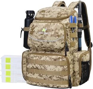 N NEVO RHINO 40L Fishing Tackle Backpack with 4 Tackle Boxes, Rod Holders, Waterproof Rain Cover, High-performance Tackle Bag for Fishing