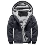 Hoodies for Men Full Zip Up Fleece Warm Jackets Thick Coats Heavyweight Sweatershirts Kangaroo Pockets Dark Gray XL