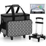 Yarwo Sewing Machine Case on Wheels, Universal Travel Bag with Bottom Wood Board for Most Standard Sewing Machine and Accessories, Black with Arrow