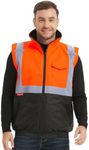 ProtectX Winter Safety Vest High Visbility Insulated Construction Vest Class 2 Hi Vis Workwear with Pockets, Orange, Medium