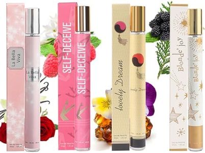 4 Pack Perfumes for Women Eau de Toilette,Travel Size Perfume Gifts,Gifts for Her,Natural Fruity Floral Fragrances Perfumes Spray,Long Lasting Eau De Parfum Cologne Body Spray for Women (4x35ml）