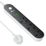 Hulker Extension Lead with USB Slots, 3 Way Power Strip 3 USB (5V/3.1A) Multi Plug Extension Socket with Switch Child Safety Protection 13A 3250W UK Socket 1.6M Extension Cord for Home Office