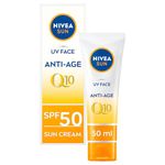 NIVEA Sun UV Face Anti-Age SPF 50 Cream (50ml), Q10 Sun Cream Protects Against UVA/UVB Rays and Premature Skin Ageing, Anti-Ageing Cream, Fights Fine Lines and Wrinkles