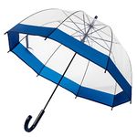 ThreeH Clear Bubble Umbrella with Windproof Transparent Dome POE Canopy Wide Blue Trim Automatic Open Classic Wedding Umbrella,Blue