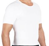 Esteem Apparel Mens Slimming Chest Compression Shirt Body Shaper Abs Undershirt Vest, White, Medium