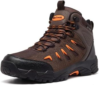 SHULOOK Men's Waterproof Hiking Boots Non-Slip Lightweight Mid Top Ankle Boot Breathable Hiker Trekking Shoes