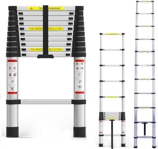 3.2M Telescoping Ladder 10.5FT Metal Lightweight Folding Loft Extension Ladder with Locking Mechanism and Non-Slip Feet Multi-Purpose Collapsible Ladder 330lb Capacity