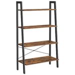 VASAGLE Ladder Shelf, 4-Tier Bookshelf, Bookcase, for Living Room, Bedroom, Kitchen, Home Office, Industrial Style, Steel Frame, Rustic Brown and Black LLS144B01