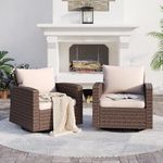 SUNSHINE VALLEY 2 Pieces Swivel & Glider Chair, Outdoor Patio Conversation Set with Brown Premium Wicker Rattan and 4" Thick Cushions for Garden,Lawn, Backyard,Beige