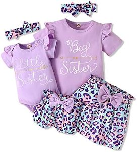 AMAWMW Big Sister Little Sister Matching Outfits Romper/Shirt+Shorts/Skirt+Headband Toddler Baby Girl Summer Clothes