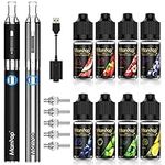 Manvap EVOD E Cigarette Starter Kit 2 Pack Vape Pen E Cigarette with Rechargeable Battery 8 Tastes of 10ml E-Liquid, No Nicotine or Tobacco 1.8mL Top Refill