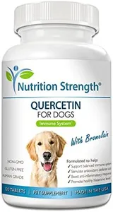 Nutrition Strength Quercetin for Dogs with Bromelain to Support Balanced Immune System, Promote Inflammatory Relief & Antioxidant Activity, Quercetin for Dog Allergies, 120 Chewable Tablets