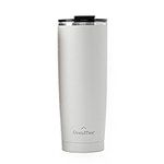 GrandTies Insulated Coffee Tumbler Cup w/Tritan Lid | Leak Proof, Reusable, Double Walled Vacuum Stainless Steel Travel Mug | Thermal Cups for Hot and Cold Drinks | 20oz (Snowy: Pearl White)