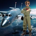 KukuFun Flight Costume for Boys, Pilot Costume Kids Flight Costume Suit Air Force Pretend Play Dress Up Halloween Costume for 3-10 Year Old Boys and Girls