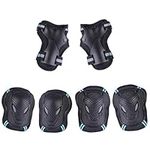 Ulikey Safety Protective Gear Knee Pads Elbow Pads Wrist Guards Riding Cycling Scooter Rollerblading Guard Set Adjustable for Children Teenager Adult Outdoor Sports Mat Sets (Black)