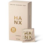 HANX Ultra-Thin Condoms 10 Pack, Standard | Natural Nude Feel | Sensitive Skin Natural Latex | Vegan | Sustainable | Gynaecologist Approved I Strong Flexible Comfort & Protection | Silicone Lubricant