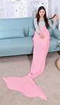 Elite99 Handmade Knitted Mermaid Tail Blanket,Warm Sofa Living room blanket for Adults about 180cmX90cm（71 inch x35.4 inch (Pink)