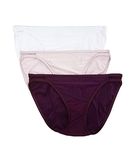 Vanity Fair Women's Illumination String Bikini Panties, Silky Stretch & Satin Trim, 3 Pack - Sangria/Earthy Grey/White, 6