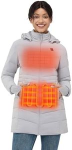 ORORO Women's Long Heated Jacket with Battery, Heated Puffer Parka Long Coat - Charger Not Included (Gery,M)