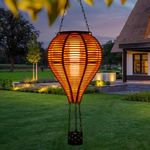 pearlstar Solar Hot Air Balloon Lantern with Flame Light Outdoor Hanging Solar Powered Lights Waterproof for Patio Yard Farmhouse Garden Wedding Holiday Decoration