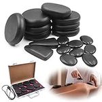 Hot Stone Massage Set, 4 Sizes Basalt Hot Stones Set Hot Rocks Massage Stones Kit with Heater Box for Professional or Home spa, Relaxing, Healing, Pain Relief (18pcs)