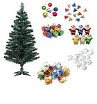 DEEPTI DECOR Artificial 4 Feet X-Mas Tree/Christmas Tree with Ornaments Best Decoration for Merry Christmas and X- Mass Party and New Year Celebration (4 Feet Tree + 60 Pcs Ornaments, Combo - 2)