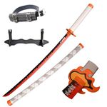 lkjad Replica Swords Sword Cosplay Swords Rengoku Kyoujurou Samurai Sword, Katana Sword Plastic Toy Sword for Costume Play Halloween Cosplay Gift 40 in