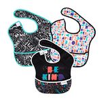 Bumkins SuperBib, Baby Bib, Waterproof, Washable Fabric, Fits Babies and Toddlers 6-24 Months - Be Kind (3-Pack)