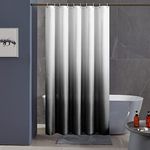 Furlinic Shower Curtains for Bathroom Mould Proof Polyester Fabric Wetroom Bath Curtain Waterproof Washable with 8 Hooks White to Black Narrow 47x78 Inch(120x200cm).