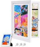 Kids Artwork Frames Changeable High Capacity Front-Opening Display Stores 100 A4 Paintings Multi-Functional Table & Wall Mount Magnetic Easy Access Art Frame for Kids Artwork(White,1Pcs,13 X 9.7inch)