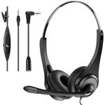 Voistek Headsets with Microphone, 3.5mm/2.5mm Jack 2-in-1 PC Headset, Wired & Noise Cancelling and Volume Control for Call Centers, Skype, Zoom, Home Office, Online Courses