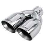 Upower Dual Exhaust Tip Tailpipe 2.5 Inch Inlet 3.5" outlet 9.5" Length Polished Stainless 1.2mm Thickness (Double Wall Slant,Rolled Edge)