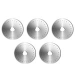 45MM Titanium Rotary Cutter Blades, Fits Fiskars, Olfa, Truecut, Martelli Rotary Replacement Blades, Quilting Scrapbooking Sewing Arts Crafts, 5PACK