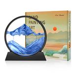 Wai Danie Moving Sand Art Picture 3D Hourglass Deep Sea Sandscape Liquid Motion Display Painting Flowing Sand Frame Relaxing Desktop Home Office Work Decor (Blue, 12 Inches)