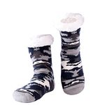 Hisonwel Mens Slippers Socks, Warm Fluffy Socks with Sherpa Fleece Non Slip, Gifts For Men (Camouflage gray)