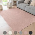 Ceneco Pink Area Rugs for Bedroom,Non Slip Washable Rugs for Living Room Area Rug Soft Short Pile Rug (Pink, 120×160cm)