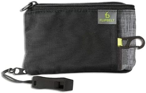 FlipBelt Ultra Wallet – Zippered Running Wallet with Safety Whistle, Exercise Wallet, Black Heather, USA Company