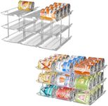 Can Organizer for Pantry, 6 Sets 3Tiers Can Storage Organizer Pantry, Soda Can Organizer for Fridge 72 Cans Rack Automatic Rolling Stackable Canned Food Organizer,Clear