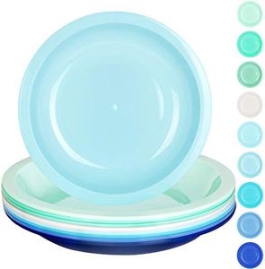Youngever 7.5 Inch Plastic Plates, Small Kid Size, Kids Plates, Toddler Plates, Snack Plates, Microwave Safe, Dishwasher Safe, Set of 9 (Coastal Colors)