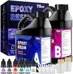 GRLELOU Epoxy Resin Kit 70OZ Clear Epoxy Resin, Self-Leveling Coating & Casting Resin Epoxy for Art Crafts, Jewelry Making, Resin Molds, Art Resin, Not Yellowing & Bubble Free 1:1 Easy Mix (35OZ×2)