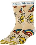 Oooh Yeah Men's Novelty Crew Socks, Positive Funny Fun Crazy Cool Socks, Positive