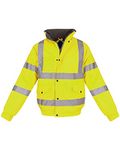 shelikes Hi Vis Viz Visibility Bomber Workwear Security Safety Fluorescent Hooded Padded Waterproof Work Wear Jacket Coat [YELLOW L]