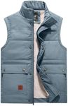 Flygo Men's Winter Warm Outdoor Padded Puffer Vest Thick Fleece Lined Sleeveless Jacket (GrayishBlue 2XL)