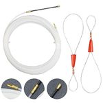 WENRERO Cable Running Puller Rods Electrical Wire Threader Nylon Fish Tape Ribbon Threader Puller with 2 Metal Lock Wires for Wiring Installation of Telecommunications Floor Ducts, Long 15M Width 3mm