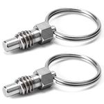 2 Packs Spring Plunger with Pull Ring, 1/2"- 13 Thread Size, 0.56" Thread Length, Stainless Steel Non-Locking Type Stubby Hand-Retractable Spring Plunger Index Plunger
