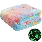 smartelf Glow in the Dark Blanket 50x60 inch,Rainbow Unicorn Throw Blanket Cozy Soft Flannel Fleece Blanket Gifts for Teen Kids Girls Boys Adults, Pink