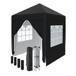 Greenbay Garden Pop Up Gazebo Party Tent Folding Wedding Canopy With 4 Sidewalls and Carrying Bag Black 2x2M