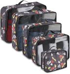 Disney Minnie Mickey Stitch Packing Cubes - 5 Piece Packing Organizer Set - Travel Essentials - Packing Cubes 5 Piece Set (Black)