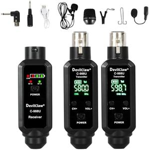 Devilclaw Wireless Guitar System Dual Transmitter with Microphone, Electric Guitar Accessories, 260ft Range, Plug and Play Wireless Audio Transmitter and Receiver for Bass Guitar