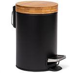 Kazai. 3L Designer Bathroom Bin | Superior Bamboo | Soft Closing | Anti-Finger | Black